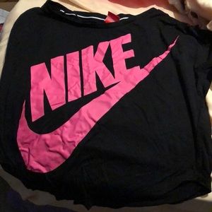 pink and black nike active shirt